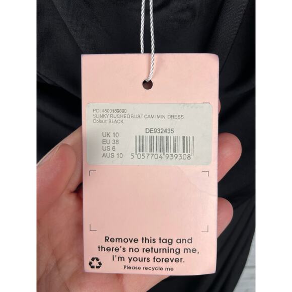 Missguided Slinky Ruched Bust Cami Mini Dress Black NEW US 6 Formal Dance - Picture 3 of 8